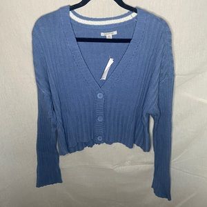 AE Ribbed Cropped Cardigan (Blue)